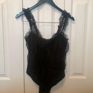Black Mesh Frill Bodysuit